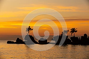 Sunset leisure time on Boracay beach. Philippines