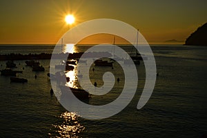 Sunset levanto boats italy