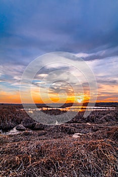 Sunset at Liberty Loop in late winter, part of the Wallkill River NWR, N