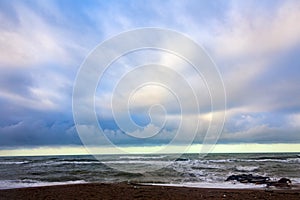 A sunset at the Lido di Ostia in Rome. Sea, sky, sun a fantastic landscape