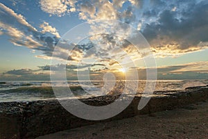 A sunset at the Lido di Ostia in Rome. Sea, sky, sun a fantastic landscape