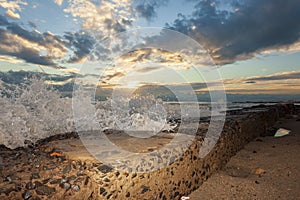 A sunset at the Lido di Ostia in Rome. Sea, sky, sun a fantastic landscape