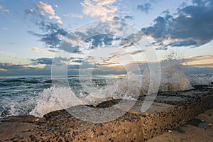 A sunset at the Lido di Ostia in Rome. Sea, sky, sun a fantastic landscape