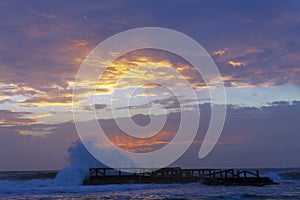 A sunset at the Lido di Ostia in Rome. Sea, sky, sun a fantastic landscape