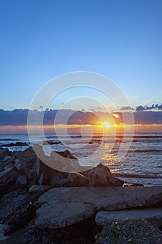 A sunset at the Lido di Ostia in Rome. Sea, sky, sun a fantastic landscape