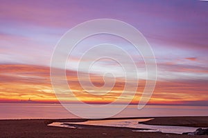 A sunset at the Lido di Ostia in Rome. Sea, sky, sun a fantastic landscape