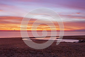 A sunset at the Lido di Ostia in Rome. Sea, sky, sun a fantastic landscape