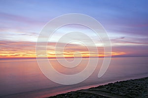 A sunset at the Lido di Ostia in Rome. Sea, sky, sun a fantastic landscape