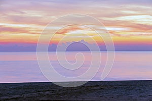 A sunset at the Lido di Ostia in Rome. Sea, sky, sun a fantastic landscape