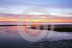 A sunset at the Lido di Ostia in Rome. Sea, sky, sun a fantastic landscape