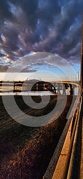 Sunset Light on Bridge and Pathway for Cyclists