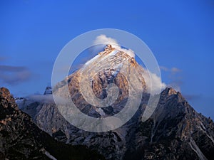 Sunset light over Monte Antelao (3264m), Cortina d\'Ampezzo, Dolomites, Italy, Europe