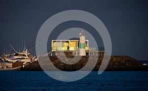 Sunset on lighthouse caleta de fuste fuerteventura