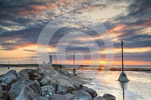 Sunset and lighthouse photo