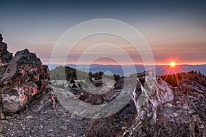 Sunset Lights Up Rocks on Paulina Peak