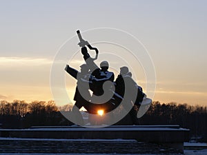 Sunset like a heart. Monument