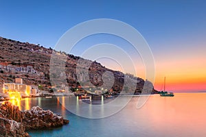 Sunset at Limeni in Mani, Greece