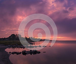 Sunset at Limfjord, Jutland, Denmark photo