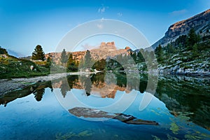 Sunset at Limides Lake, Italian Dolomites