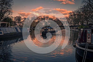 Sunset of Little Venice in Regent's Canal, London