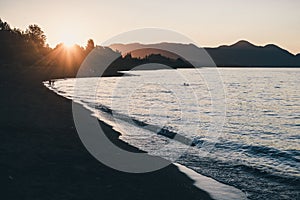 Sunset in Llanquihue lake at Chile