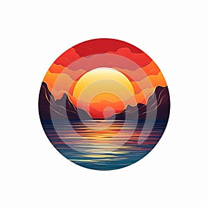 Sunset Logo With Maranao Art Style And Colorful Realism