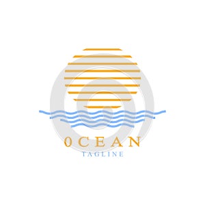 sunset logo ocean wave