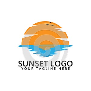 Sunset logo template design vector