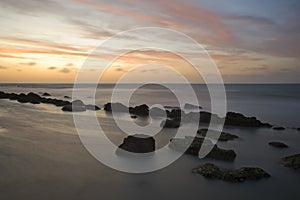 Sunset over Cap Gris Nez beach photo