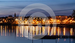 Sunset long exposure over city of Buffalo and lake Buffalo in Minnesota USA photo