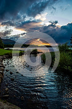 Sunset at Lough Leane in Killarney National Park in Ireland photo