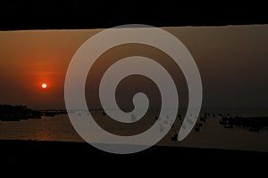 The sunset at a lovely beach