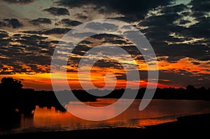 Sunset on Luangwa river, South Luangwa National Park, Zambia