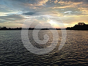 Sunset Mahakam River in East Borneo