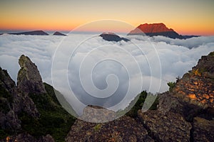 Sunset at Maido in Saint Paul, Reunion Island photo