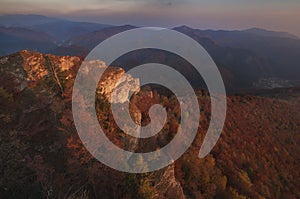 Sunset from Majerova skala rock in Velka Fatra mountains