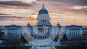 Sunset Majesty at South Dakota\'s Capitol. Concept Travel, Photography, Architecture, Sunset, South