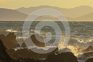 Sunset in Makara, New Zealand. photo