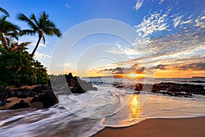 Sunset at Makena Secret Beach in Wailea, Maui, HI photo