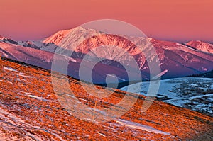 Sunset on Mala Chochula mountain in Low Tatras