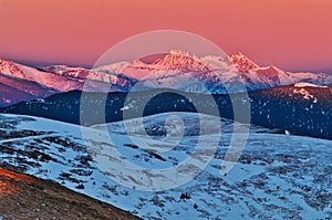 Sunset on Mala Chochula mountain in Low Tatras