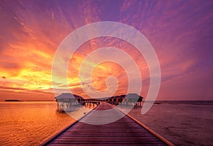 Sunset at Maldivian beach