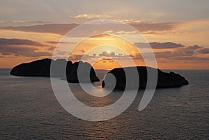 Sunset on the Malgrats Islands, Majorca photo