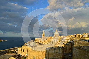 Sunset of Malta. La Valletta`s view. old town