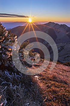 Sunset from Maly Krivan peak at Mala Fatra mountains