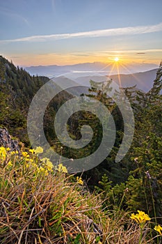 Sunset from Maly Salatin mountain at Low Tatras