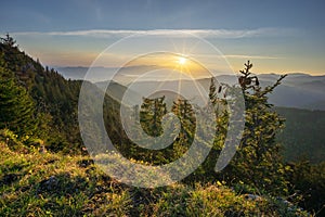 Sunset from Maly Salatin mountain at Low Tatras