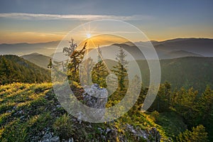 Sunset from Maly Salatin mountain at Low Tatras