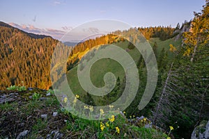 Sunset from Maly Salatin mountain at Low Tatras