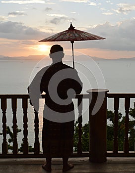 Sunset with a man , Phuket, The south of Thailand